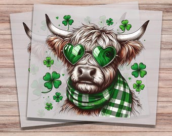 St Patrick's Day Highland Cow DTF Print