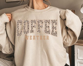 Leopard Print Coffee Weather DTF Print Ready to Press Heat Transfer