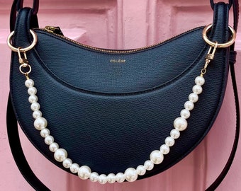 Trendy Old Money Bag Charm - Pearl Bead Chain - Customizable Handbag Accessory