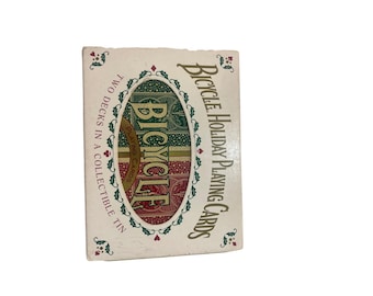 Naipes navideños de bicicleta vintage, póker en lata navideña