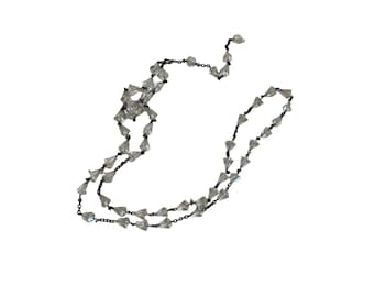 Vintage crystal glass rosary chain necklace