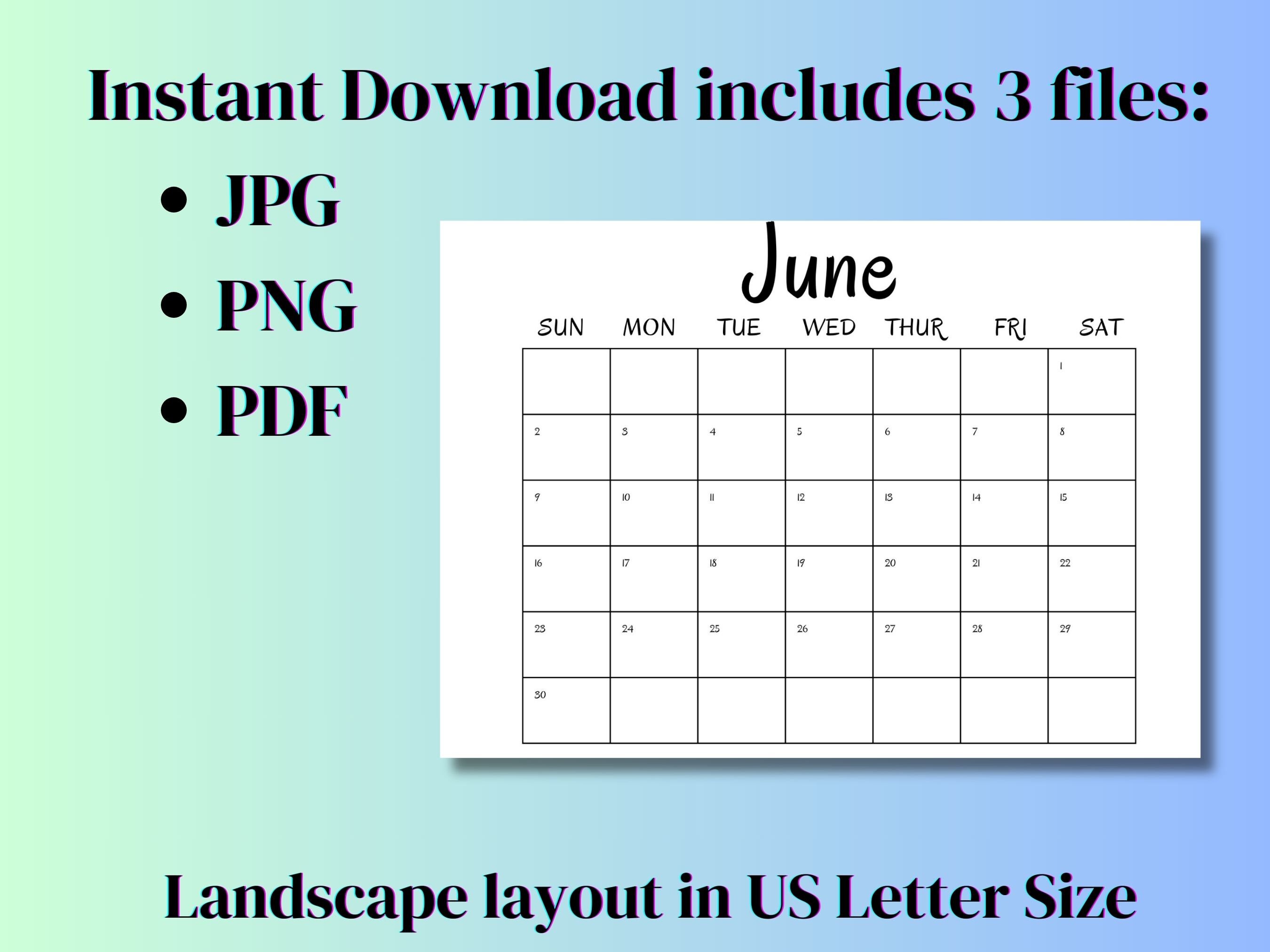 June 2024 Blank Calendar Horizontal Printable Calendar Instant june-2024-blank-calendar-horizontal-printable-calendar-instant
