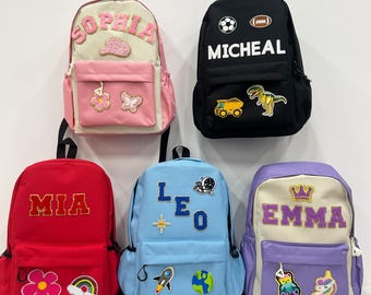 Personalized Toddler Backpack, Custom Name Backpacks With Chenille Patch, Children's School Bag for Girls Boys Kids Preschool