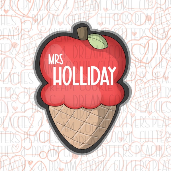 STL Apple Ice Cream | Teacher Cookie Cutter | School | Teacher Appreciation | Digital File |