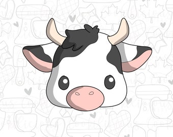 STL Cute Cow | Sugar Cookies | Cookie Cutter STL | STL Files | Animal  | Farm |