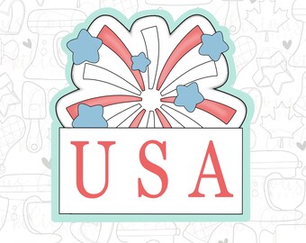 STL Fireworks Plaque | Sugar Cookies | Cookie Cutter STL | STL Files | Patriotic  | 4th of July |