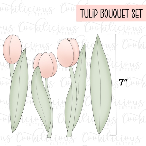 STL Tulipanes Altos / Cortador de Galletas del Día de las Madres / Mamá /Primavera / Archivo Digital / Florales / Galletas de Azúcar