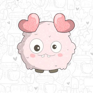 STL Fluffy Love Monster | Sugar Cookies | Cookie Cutter STL | STL Files | Valentines | Valentines Day | Digital File