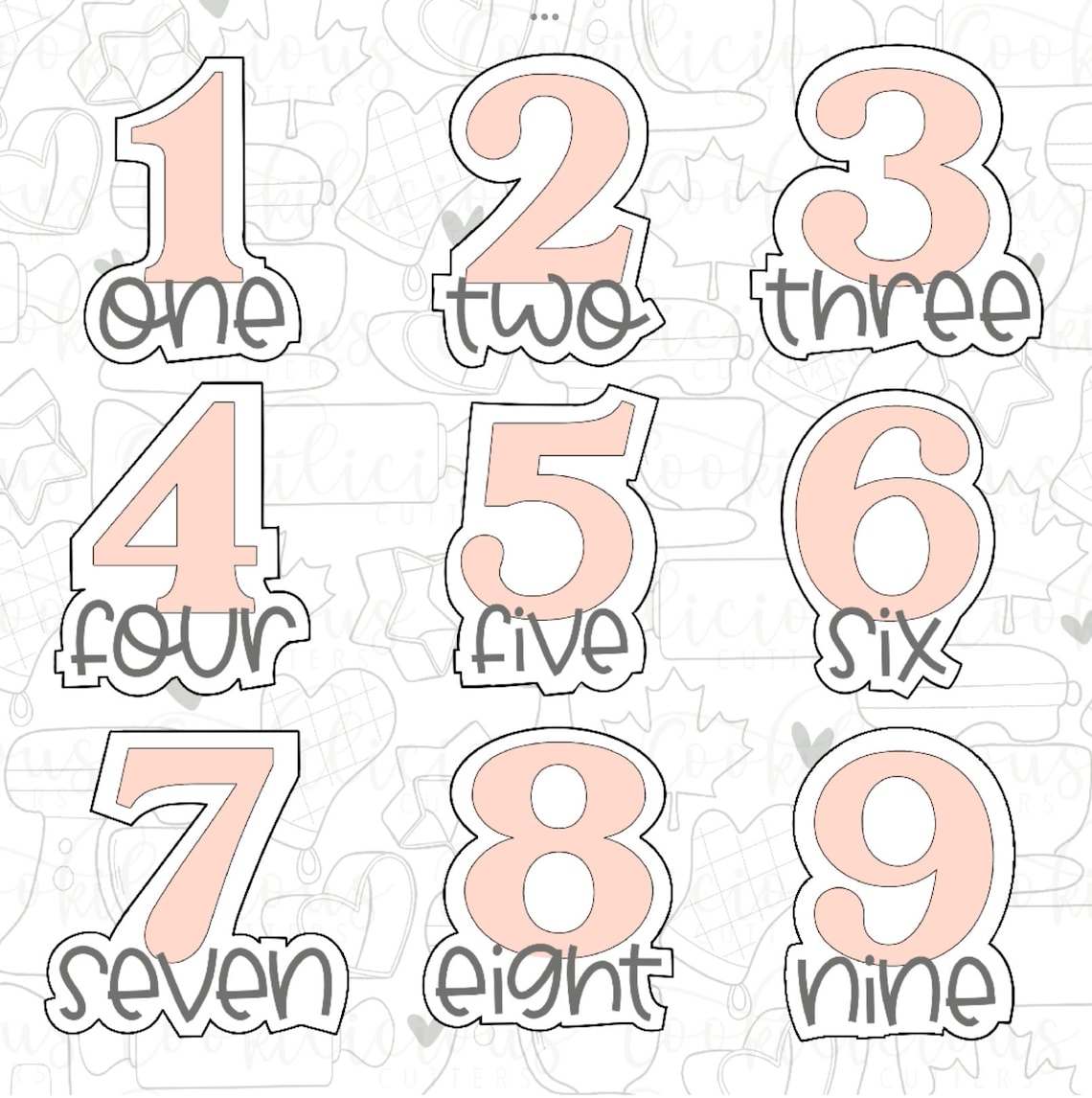Chunky Script Numbers STL Chunky Hand Lettered Number Set | Sugar Cookies | Cookie Cutter STL ...