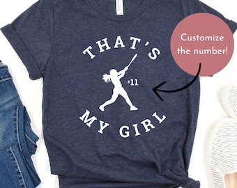 That's My Girl Custom Softball Shirt, Personalized Softball Shirt, Custom Sport Mom Shirt, Gifts for Mom, Sports Mom Tee, Game Day Shirt