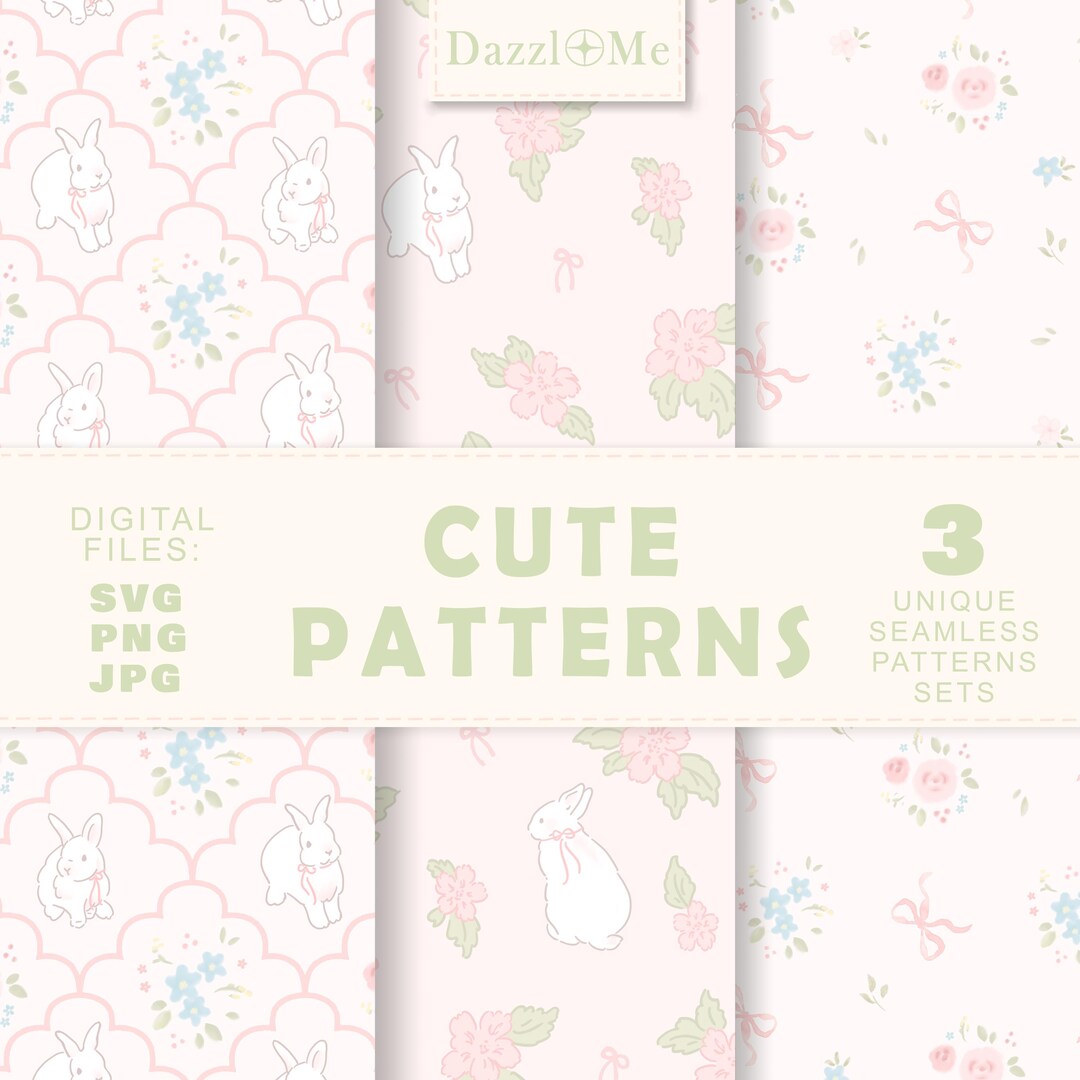Easter Bunny Digital Paper, Cute Bunny Seamless Pattern, Easter ...