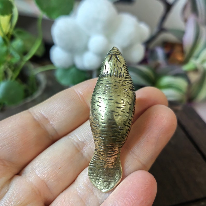 Vintage Brass Mini Manatee, Animals Sculpture Statue Figurine Home