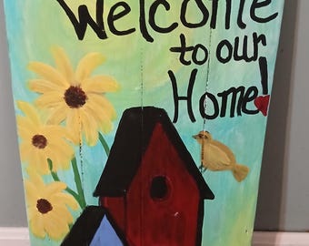 Vogelhäuschen Willkommensschild