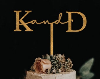 Personalized Initial Cake Topper for Wedding, Monogram Cake Topper, Custom Script Letter Cake Topper Personalized Cake Topper