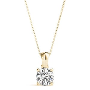 1ct Lab Diamond Solitaire Curved Pendant set in Solid 14K Gold