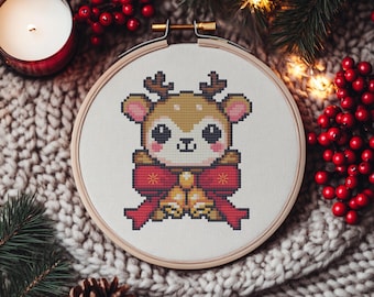 Mini Reindeer Cross Stitch Pattern | Christmas Embroidery (PDF Chart ...