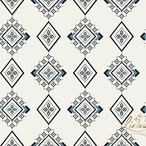 Tribal Geometric Seamless Pattern, Minimalist Navajo Aztec Diamond Print, Monochrome Ethnic Digital Background for Fabric, Crafts & Decor