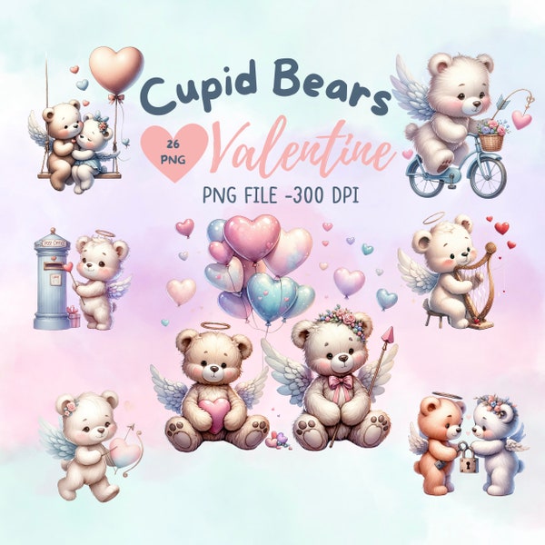 Teddy Bear Watercolor Illustrations, Infant Shower Bear Clipart, Teddy Bear Design Elements, Valentines Teddy Bear Clipart, Love Bears PNG