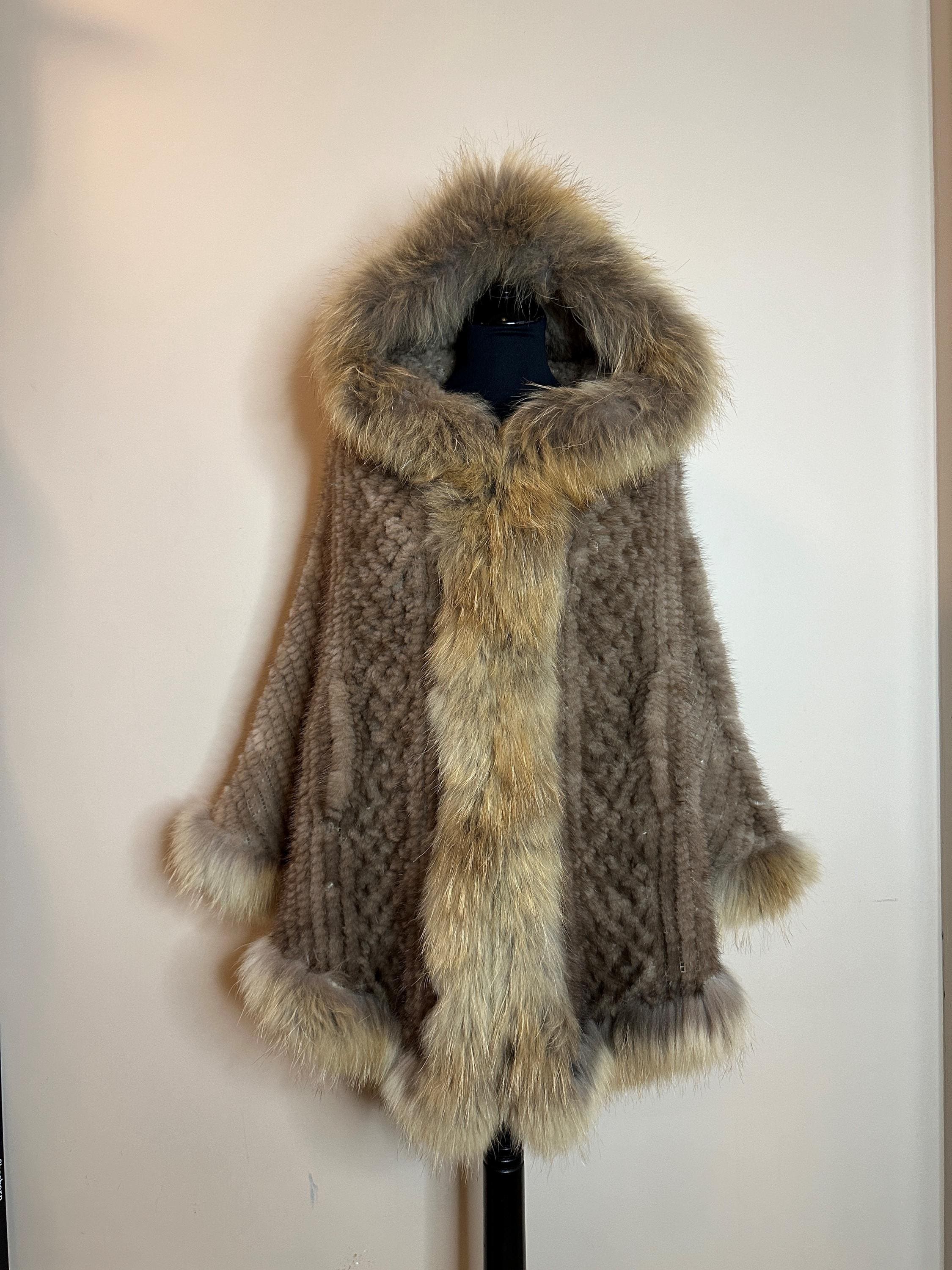 Knitted mink poncho - Etsy 日本