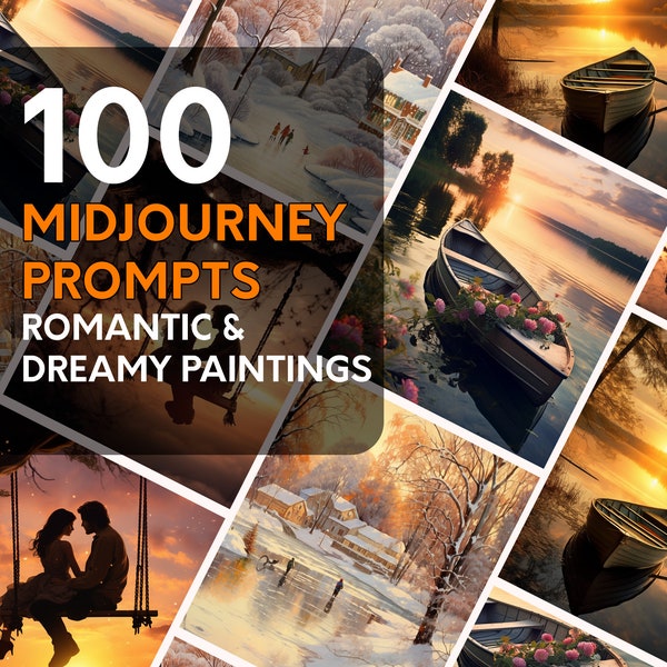 100 Romantic Painting MIdjourney Prompts, Midjourney Dreamy Painting Design, AI Generated Design, Easy AI Prompts Guide