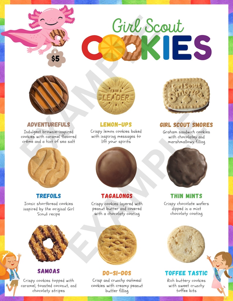 Girl Scout Cookie Menu 2024 Little Brownie Bakers Etsy