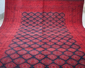 Turkmeens tribal tapijt, 9'8x11'10 Ft Biljik Ersari tapijt, handgemaakt wollen rood tapijt, Oosters Afghaans gebiedsdeken, 295x360 cm Turkmeens Oosters Bukhara tapijt