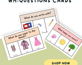 WH Questions Task Cards: Speech Therapy, ESL, Autism Resource (PDF)