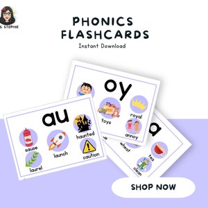 Tarjetas didácticas de fonética para la educación en el hogar / Enseñe dígrafos y diptongos / Recurso esencial para la educación en el hogar para maestros y mamás