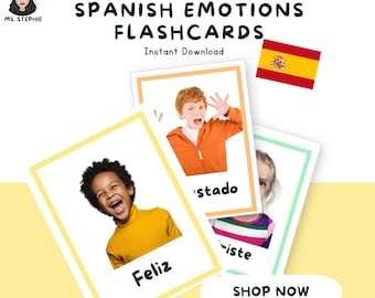 Spanish Emotions Flashcards for Kids: Bilingual Homeschool Resource