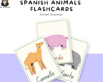 Spanish Animal Flashcards: Bilingual Homeschool Resource (Digital Download)