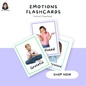 Flashcards de emoções para crianças | Sentindo flashcards | Recursos para educação domiciliar | Atividades de jardim de infância| Auxílio Educação Especial | Educação escolar em casa.