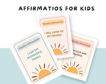 Positive Affirmation Cards for Kids: Confidence & Self-Esteem (Digital Download)