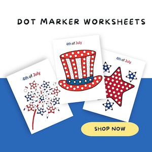 4th of July Dot Marker Worksheets for Kids, Patriotic Printable Activities, Do a Dot Art Pages for Toddlers & Preschool, homeschool resource