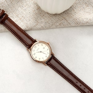 Vintage geflochtene Lederuhr / Gerüchte Quarz / Minimal Boho Uhr / Minimal Armbanduhr / Geschenk für Sie/Muttertagsgeschenk Bild 3