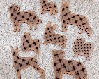 8pcs Dog Cross Stitch blank embroidery beads needlework design wooden pendant cute diy pattern style hobby thread home decor pet animal
