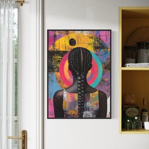 braided Hair Wall Art | African Afro Hair Oil Painting | Black Woman Wall Art | Digital Printable Art | African American Art | Natural Hair