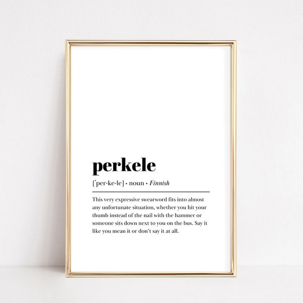 Perkele Definition Printable | Finnish Word Prints | Funny Definition Poster | Printable Wall Art