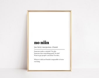 No Niin Definition Printable | Finnish Word Prints | Funny Definition Poster | Printable Wall Art