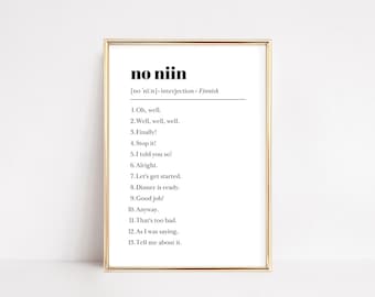 No Niin Printable | Finnische Word Prints | Lustige Definition Poster | Druckbare Wandkunst