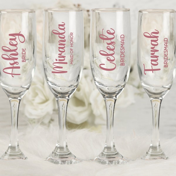 Personalized Wine Glass, Bridal Party Name Decal, Wedding Stickers