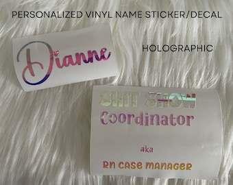Holographic Name Decal, Holographic Decal, Custom Name Decal
