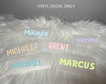 Pastel kleur naam sticker, Kids sticker naam, vinyl naam sticker