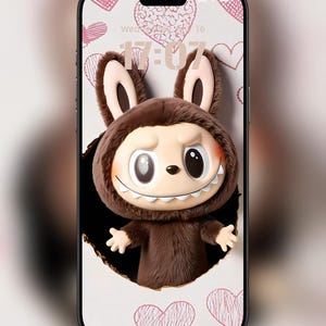 Labubu Live Wallpaper | Animated Digital Phone Screen | Instant Download for iPhone | Kawaii Aesthetic Pink Background | Hello Labubu