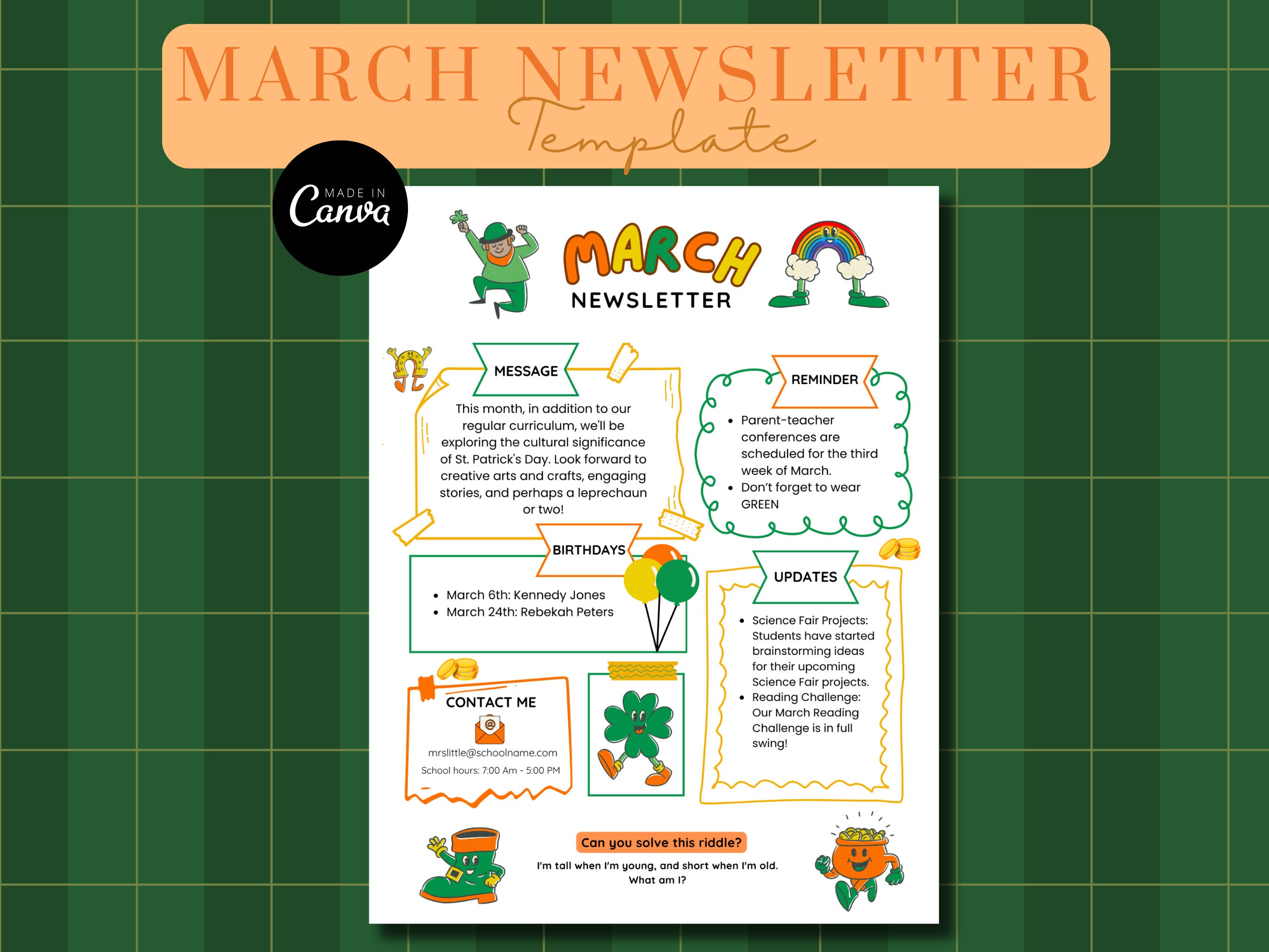 March Newsletter Template Editable Newsletter Monthly Newsletter March Newsletter Template Editable Newsletter Monthly Newsletter