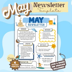 May Newsletter Template, Editable Newsletter, Monthly Newsletter ...