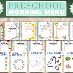 Preschool morning menu printable, homeschool preschool, preschool worksheets, homeschool menu, alphabet printable, morning menu for toddlers