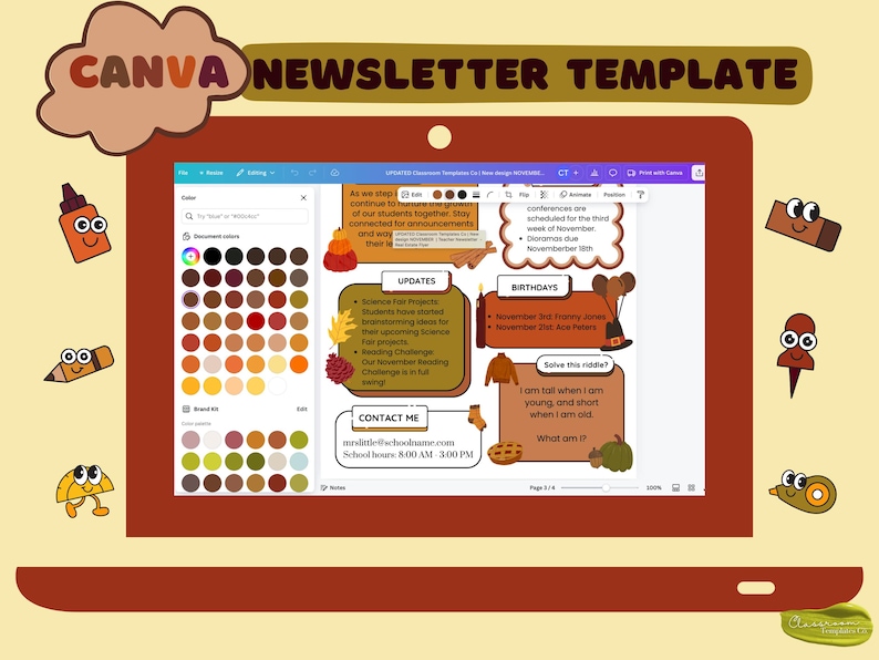 November Newsletter, Preschool Newsletter, Newsletter Template, Autumn ...