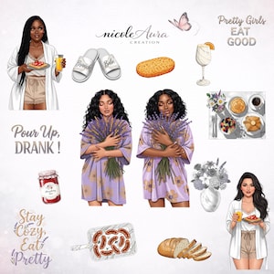 Ilustración de imágenes prediseñadas de brunch / Comida para el desayuno (Descarga digital)