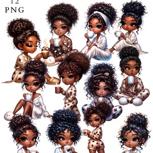 Cozy Chibi Girl with Coffee PNG Clipart: Commercial Use