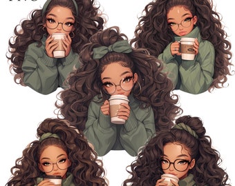 Adorable Black Girl Cozy Girl PNG| Clipart| Commercial Use|